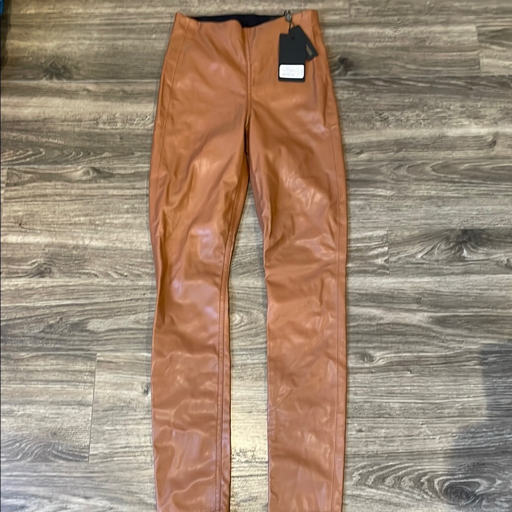 Rag & Bone Nina Faux Leather Pull on Skinny Pants in Cognac